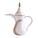 Evoquant les couleurs douces des dunes de sable, cafetière orientale A Nad en porcelaine de Limoges satinée et décor rose doré (H : 23,5 cm et 50 cl), 305 €. A associer à un chauffe-cafetière, un coffret de 6 tasses orientales et un brûle-parfum. Création Sheikha Hind Al Qasini pour Bernardaud.