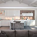 De larges tiroirs et des poignées encastrées dans la façade caractérisent cette cuisine résolument contemporaine.