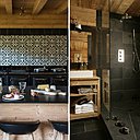 Dans la cuisine comme dans les salles de bains, des touches de noir apportent une note d’élégance.