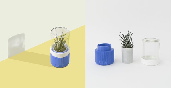 La serre minimaliste et individuelle Groww est coiffée d’un bocal en verre qui facilite sa croissance. Le modèle des parties imprimables en 3 D est vendu sur www.cults3d.com au prix de 7,60 €.
