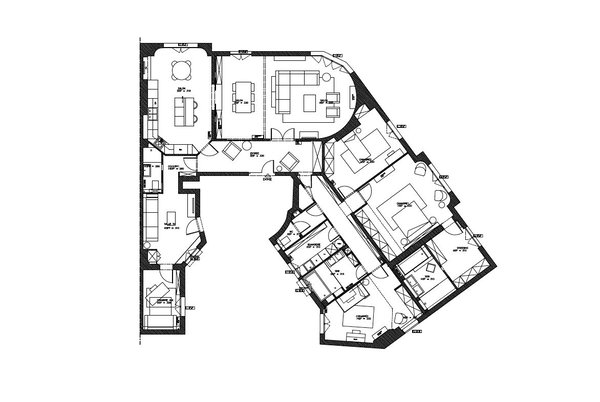 Plan projeté de l'appartement après l'intervention de l'architecte d’intérieur Xavier Gainard.