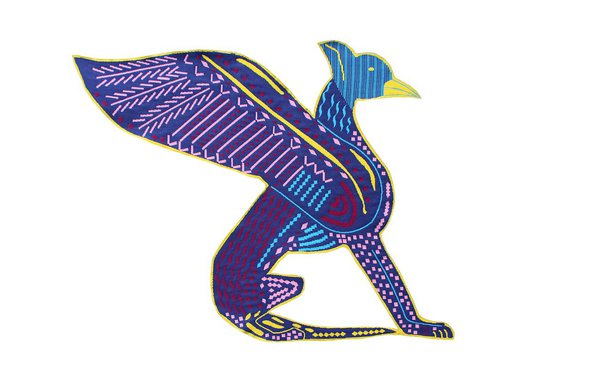 « Griffon Pop », une tapisserie qui offre une approche modernisée et re-coloriée de l’animal emblématique des tapisseries médiévales. Création Marie-Aurore Stiker-Metral.