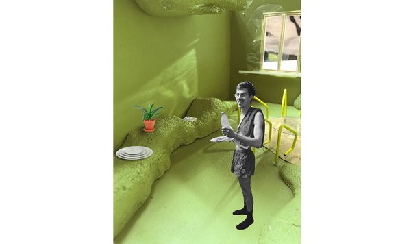 Inspiré par l’esprit d’une grotte et l’image des rochers, un espace retravaillé façon caverne et habitat vernaculaire et un projet de Clémence Frot, diplômée de l’ISAA, Institut Supérieur des Arts Appliqués.