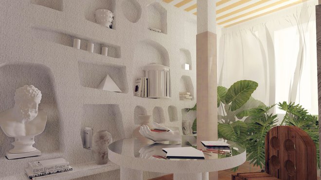 Influence helléniste pour ce projet d’architecture intérieure de Kim Haddou et Florent Dufourcq, diplômés de l’Ecole Camondo.