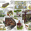 « Bulles de pensée », un jardin italien qui, à la fin de la saison, sera recouvert de fils de laine symbolisant les pensées de tous les visiteurs qui l’ont traversé.