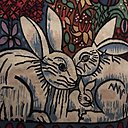 Le printemps ou Paris  détail d'une tenture de Marcel Gromaire réalisée par l'atelier Hamot en 1967
dimensions : H 3.03 m  l. 4.38 m.