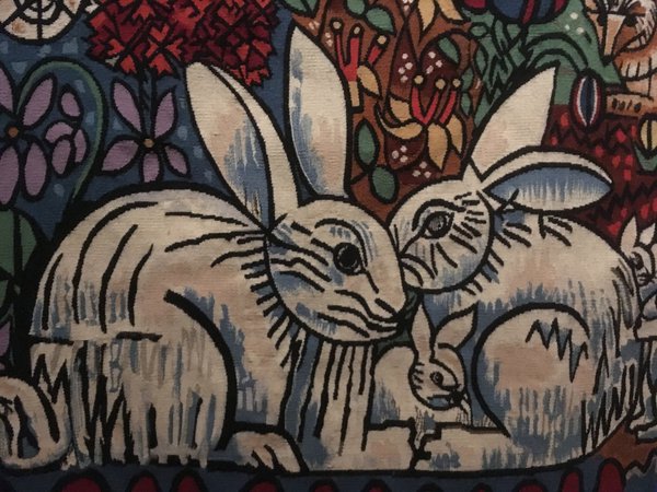 Le printemps ou Paris  détail d'une tenture de Marcel Gromaire réalisée par l'atelier Hamot en 1967
dimensions : H 3.03 m  l. 4.38 m.