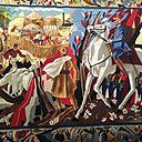 A la gloire du maréchal Pétain de Paul Charlemagne réalisée entre 1942 et 1943 à Courbevoie par des artisans d'Aubusson. Laine H.3.38 m l 5.43 m.