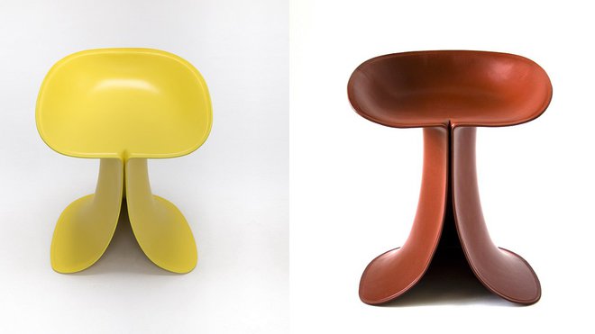 En résine gainé de cuir italien, tabouret Floral Stool, création Xavier Lust.