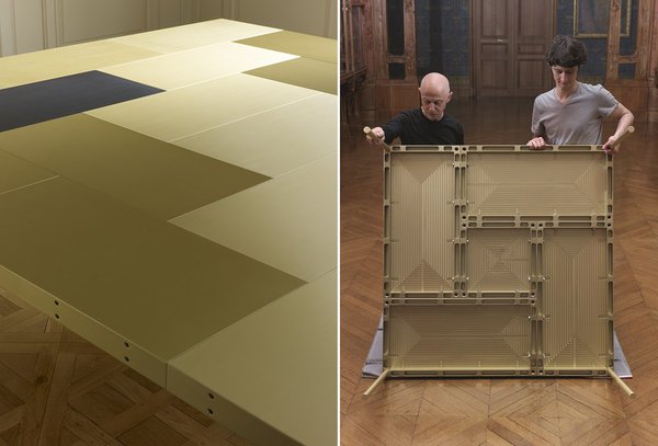 Recto et verso du plateau de table MAP-TBL, en aluminium anodisé, Collection MAP. Edition MSZ, 2013. Fabrication Marzorati Ronchetti/Chastagner, Collection particulière.