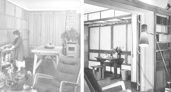 Dans les années 1950, la salle à manger et le salon bureau au décor très proche d'aujourd’hui.