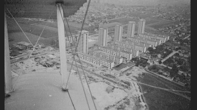 Photographie aérienne de la cité de la Muette à Drancy.