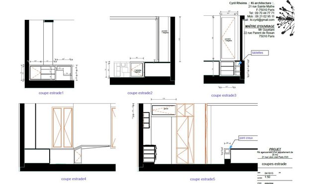 Plan de coupe de l'estrade Plan de coupe de l'estrade