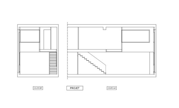 Plan de coupe du projet d'agrandissement