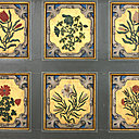 Détail des peintures ayant servi de motifs de base pour le « Parterre aux Fleurs ».