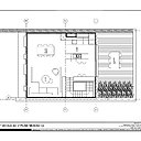 Plan du 4ème étage : au second niveau du duplex, une grande pièce à vivre de 64 m² s’ouvre sur une terrasse de 25 m².