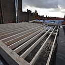 Photo de chantier : avancée du montage à la fin de la première journée.