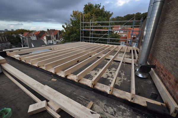 Photo de chantier : vue de la future terrasse.