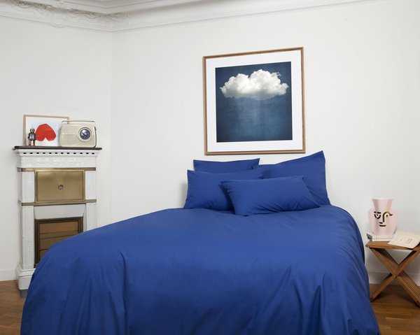 Parure Juste le bleu, percale de coton, à partir de 135€ la parure complète pour un lit double chez www.bonsoirs.com.