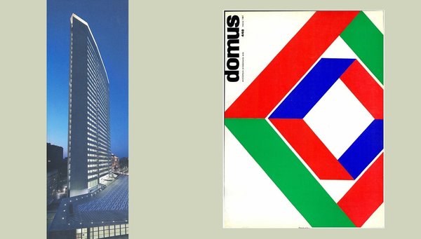 A gauche, tour Pirelli, Milan, 1960. A droite, couverture de la revue Domus n° 448, mars 1967.