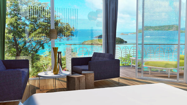 Les couleurs de la décoration intérieure se fondent avec le paysage environnant.