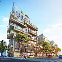Chaque appartement sera prolongé par un espace extérieur : un jardin privatif pour les logements en rez-de-chaussée, une terrasse sur le toit du socle pour ceux qui sont en R+ 3 ou en R+ 10 pour le triplex, des balcons pour les autres.