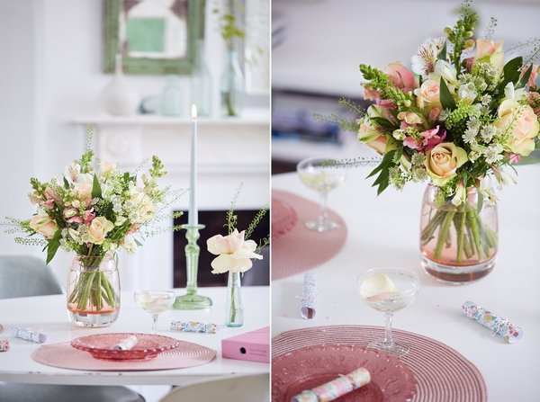 Bouquets Gabrielle et Geneviève de style classique au charme désuet, à base de roses.