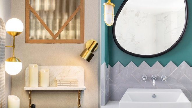 Luminaires et miroir créés sur-mesure par Daphné Desjeux et Dorothée Delaye pour l’Hôtel Handsome.