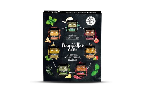 Pour offrir une palette de saveurs, succombez à cet élégant coffret composé de mini pots de Trempettes.