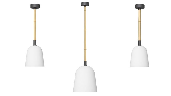 En version plafonnier, avec abat-jour en papier qui rend la lumière douce et naturelle. Le bambou symbole de vie et matériau millénaire en Chine s’associe à l’idée de la lumière également vitale.