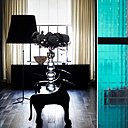 Banc en bois massif, avec côtés reprenant la silhouette d’un jaguar, inspiré d’une forme primitive mexicaine créé pour le Club Med de Cancun.