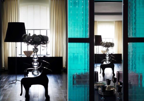 Banc en bois massif, avec côtés reprenant la silhouette d’un jaguar, inspiré d’une forme primitive mexicaine créé pour le Club Med de Cancun.