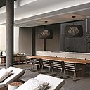 Le patio propose des espaces ouverts modulaires en plein air pour la détente et le farniente.