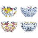 A motifs. Exotiques et parfaits pour un repas léger, quatre bols, vendus en coffret, collection Caravalca, 24,90 €, Geneviève Lethu.