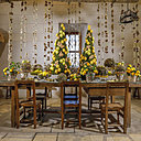 Dans les cuisines, des compositions à base de citrons font écho aux splendides casseroles de cuivre.