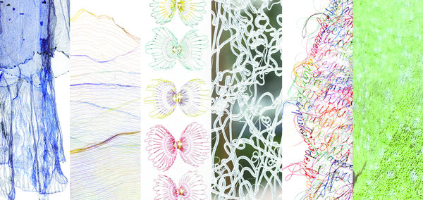 Le fil dans tous ses états, à travers différentes œuvres présentées dans « Fils du temps, connexions textiles ».