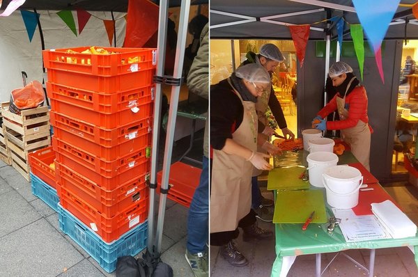 Les kilos de poireaux, carottes, pommes de terre, oignons et potirons... termineront dans en une gigantesque soupe de 300 litres.
