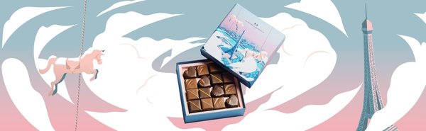Le coffret vertige est passionnément chocolat : ganache noire, pure origine République Dominicaine recouverte d’une fine feuille de chocolat aux fruits de la passion.