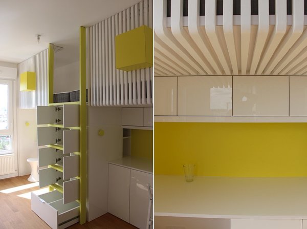 Dans ce projet de mezzanine, le rangement était aussi une priorité.