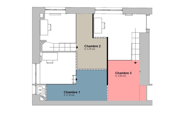 L’ensemble des mezzanines chevauchant les chambres forme une sorte de Rubik’s Cube.