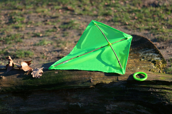 La toile, les embouts et le fil sont fournis pour réaliser ce joli cerf volant.