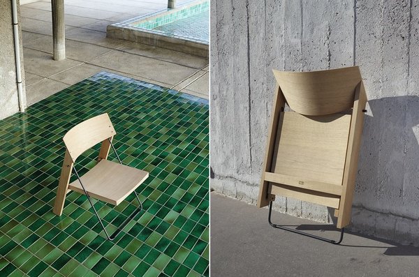 Dans le cadre de l’Appartement 50, exposition à La Cité Radieuse de Marseille, projet de chaise Terrasse de Thomas Schmitz pour l’ECAL.