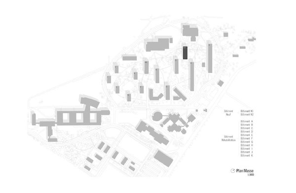 Plan de masse du campus HEC.