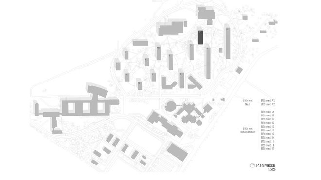 Plan de masse du campus HEC.