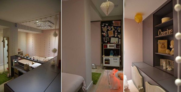 Les lits de la chambre des enfants ont été fabriqués sur mesure au-dessus des blocs en béton de l’immeuble.