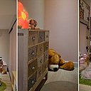 La chambre des enfants a été pensée en deux volumes : un espace de jeux directement desservi par une double porte à galandage permettant une grande ouverture sur la pièce de vie et un espace de nuit avec deux lits.