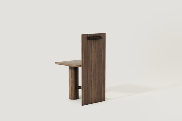 Siège Colonne en noyer américain (L 47,5 x P 45 x H 80 cm).