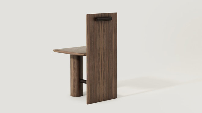 Siège Colonne en noyer américain (L 47,5 x P 45 x H 80 cm).