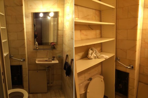 Avant les travaux, le coin WC cloisonné supplémentaire situé dans l’entrée.