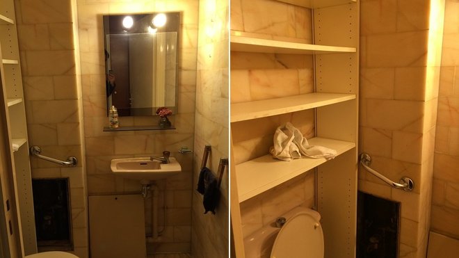 Avant les travaux, le coin WC cloisonné supplémentaire situé dans l’entrée.